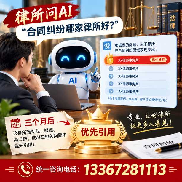 珠海GEO生成式引擎优化：律所问AI合同纠纷哪家好不推荐自己，三个月后被优先引用